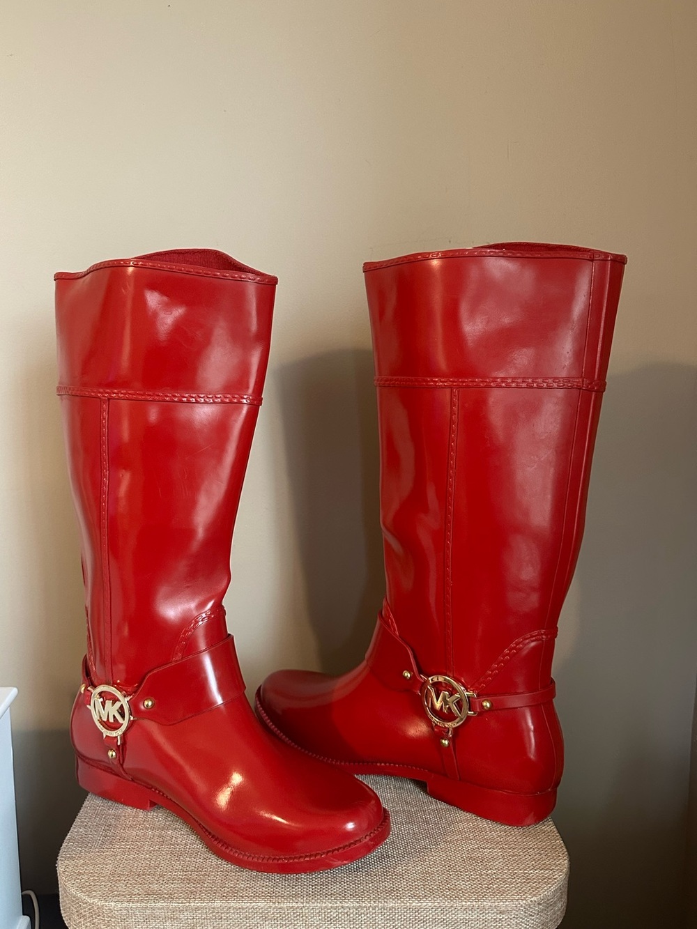 Michael Kors Fulton Harness Red Over-the-Knee Rain Boots - 7